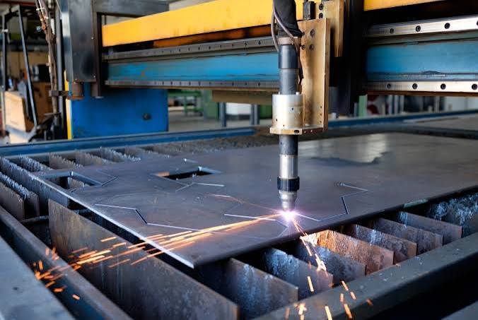 CNC plasma cutting of steel plate